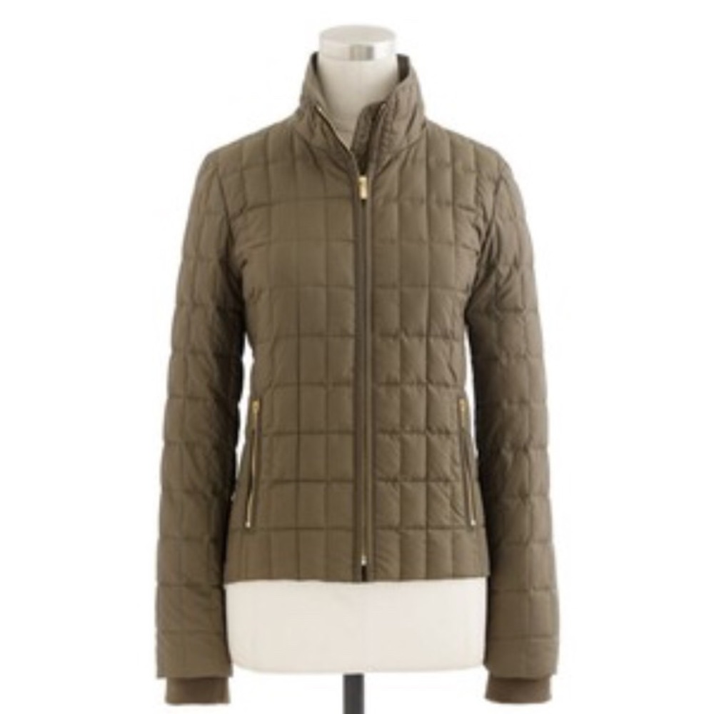 Jcrew green quilted jacket- offers welcome